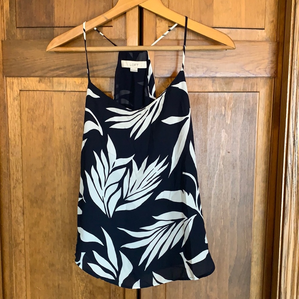 Loft spaghetti strap top.  Navy and white.  Size XS